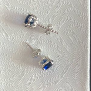 STERLING SILVER SAPPHIRE STUDS. NIB